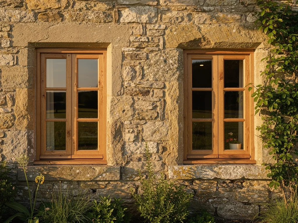 Fenêtres en bois sur mesure dans une longère en pierre